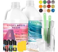 MWZEAUL Resine Epoxy Transparente, 4L/1,1 Gallen 1: 1 Ratio Résine époxy Cristalline, Kit Resine Epoxy Complet Débutant pour Moulage et Revêtement, Fabrication de Bijoux, Bois, Table, Atelier Resine