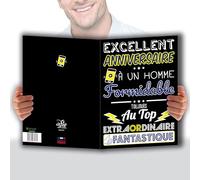 MX-4014 MAXI Grande Carte Géante XXL pour ANNIVERSAIRE HOMME + Enveloppe format 32x23cm - Formidable Top Extraordinaire Fantastique 1 An de Plus - Pour cadeau à un ami, père, fils - Fabriqué en France
