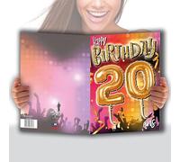 MX-5020 MAXI Grande Carte Géante XXL pour ANNIVERSAIRE 20 ANS Mixte H/F + Enveloppe format 32x23cm - Ballons Chiffres Nombre Doré Fêter Danser Musique Ambiance Concert Festival - Fabriqué en France