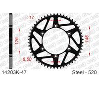 MX AFAM 520-47Z Roue à chaîne en acier Noir