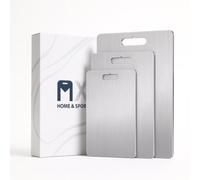 MX Home&Sport Planche à découper en titane, 3 pièces, en acier inoxydable, de qualité alimentaire, double face, résistante à la rouille, pour la nourriture, le pain, les fruits, les légumes