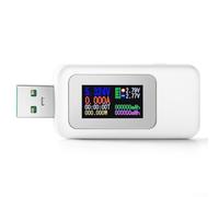 MX18L Testeur USB numérique 10 en 1 avec écran couleur 0 96 pouces, surveillance en temps réel de la tension, du courant, de l'alimentation pour chargeurs USB de type C et périphériques 3C (blanc)