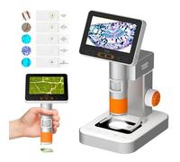 MX2-AS Microscope Enfants avec Écran LCD 1080p de 4,3" 1080p, MatataStudio Microscope Numérique 100x-1600x Microscopes Portatif Portable 2 en 1 Microscopes Éducatifs Biologiques pour Enfants Adultes
