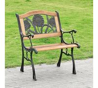 MXAXHH Banc de Jardin Une Place avec Dossier, Banc Exterieur (Bois et Fonte), Montage Facile