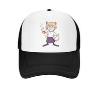 MXCBFIJG Chapeau de Camionneur Fumeur Neco Arc personnalisé pour Hommes Femmes Réglable Adulte Anime Tsukihime Chat Fille Casquette de Baseball Chapeau de Papa en Plein air