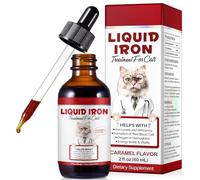 MXCZBSM Complément Fer Liquide pour Chat - 60mL Formule Naturelle Riche en Fer Polysaccharidé, Vitamine C & B12 - Soutien Anémie, Production de Globules Rouges - Goût Caramel Naturel - pour Chats