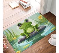 MXDLKSWPOH Paillasson de bienvenue à profil bas antidérapant lavable - Motif grenouille dans un étang - Tapis de sol pour intérieur et extérieur - Pour couloir, maison, bureau - 60 x 40 cm
