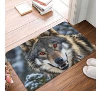 MXDLKSWPOH Paillasson discret - Antidérapant - Lavable - Motif loup - Pour intérieur et extérieur - Pour couloir, maison, bureau - 60 x 40 cm