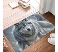 MXDLKSWPOH Paillasson discret - Antidérapant - Lavable - Motif loup - Tapis de sol pour intérieur et extérieur - Pour couloir, maison, bureau - 60 x 40 cm
