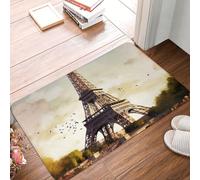 MXDLKSWPOH Paillasson discret - Antidérapant - Lavable - Tour Eiffel - Tapis de sol - Tapis de salle de bain - Pour couloir, maison, bureau - 60 x 40 cm