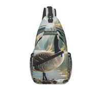 MXDLKSWPOH Sac à dos à bandoulière en bandoulière motif faisans animaux sac à dos décontracté sac à dos de voyage, Wild Goose By The Bridge, Taille unique
