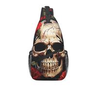 MXDLKSWPOH Sac à dos à bandoulière en forme de pieuvre, sac à dos décontracté, sac à dos de voyage, Tête de mort rose rouge, Taille unique