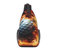 MXDLKSWPOH Sac à dos croisé à bandoulière avec inscription « Lmage of Wolf in the Snow » - Sac à dos décontracté pour voyage, Balle de golf en feu, Taille unique