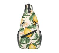 MXDLKSWPOH Sac à dos croisé à bandoulière avec inscription « Lmage of Wolf in the Snow » - Sac à dos décontracté pour voyage, Citrons et feuilles de citron, Taille unique