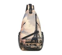 MXDLKSWPOH Sac à dos croisé à bandoulière avec inscription « Lmage of Wolf in the Snow » - Sac à dos décontracté pour voyage, Tour Eiffel style vintage Paris, Taille unique