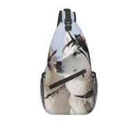 MXDLKSWPOH Sac à dos croisé à bandoulière avec motif lotus et pierres zen noires, Husky Dogs, Taille unique