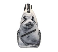 MXDLKSWPOH Sac à dos croisé à bandoulière avec motif lotus et pierres zen noires, Peinture phoque du Groenland, Taille unique