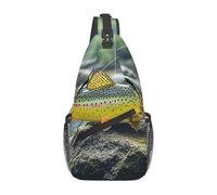 MXDLKSWPOH Sac à dos croisé sur la poitrine, sac à bandoulière Texas Bluebonnets, sac à dos décontracté, sac à dos de voyage, Brook Trout Fly Fishing, Taille unique