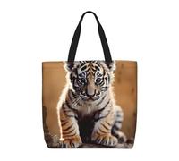 MXDLKSWPOH Sac fourre-tout réutilisable - Grande capacité - Motif Tour Eiffel - Sac à main décontracté, Un petit tigre, Taille unique