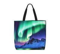 MXDLKSWPOH Sac fourre-tout réutilisable, sac d'épicerie hippopotame, sacs de courses grande capacité, sac à main décontracté à bandoulière, Northern Lights, Taille unique