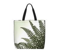 MXDLKSWPOH Sac fourre-tout réutilisable, sac d'épicerie soleil, océan, poulpe, grande capacité, sac à main décontracté à bandoulière, Silhouette de feuille de fougère naturelle, Taille unique