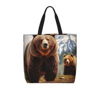 MXDLKSWPOH Sac fourre-tout réutilisable, sac d'épicerie vintage, carte du monde ancien, sacs de courses grande capacité, sac à main décontracté à bandoulière, Grizzli, Taille unique