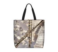 MXDLKSWPOH Sac fourre-tout réutilisable, sac d'épicerie vintage, carte du monde ancien, sacs de courses grande capacité, sac à main décontracté à bandoulière, Musique de flûte, Taille unique