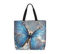 MXDLKSWPOH Sac fourre-tout réutilisable - Vert - Matrice verte - Grande capacité - Sac à main à bandoulière décontracté, Papillon Bleu, Taille unique