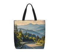 MXDLKSWPOH Sac fourre-tout réutilisable - Vert - Matrice verte - Grande capacité - Sac à main à bandoulière décontracté, Blue Ridge Parkway Mountains, Taille unique