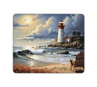 MXDLKSWPOH Tapis de souris d'ordinateur avec base en caoutchouc antidérapant, motif phare de mer, tapis de souris de plage de sable, tapis de souris imperméable et lavable, tapis de souris portable