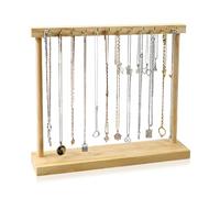 MXGHIR Porte-bijoux en bois, Porte-bijoux portable avec 12 crochets pour chaînes et une base rectangulaire stable, pour la conservation des chaînes de bijoux
