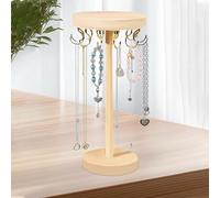 MXGHIR Présentoir à bijoux en bois portable avec 12 crochets de rangement pour chaînes Convient pour la maison, la chambre à coucher ou la coiffeuse