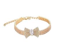 MXGRAPHIC Collier pour chiens Chihuahua avec nœud papillon en zircon et bouton homard en or rose avec boîte pour emballage, accessoires pour animaux de compagnie réglables(2,S)
