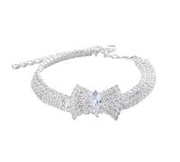 MXGRAPHIC Collier pour chiens Chihuahua avec nœud papillon en zircon et bouton homard en or rose avec boîte pour emballage, accessoires pour animaux de compagnie réglables(1,S)