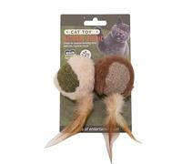 MXGRAPHIC Jouets d'herbe à chat en forme de hibou, amusants avec plumes d'herbe à chat, résistants aux morsures et aux dents, pour animaux de compagnie. (Boule colorée en 6 couleurs)