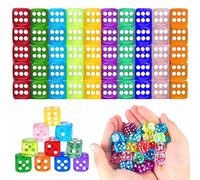 MXJFYY 100 PCS Dés Jeux de Table, Ensemble de dés Solide à 6 Côtés, 10 Couleurs 14 mm de Jeu de Gibier en Dés en Jeu, Ensemble de dés d'angle Ronde pour Tenzi, Farkle, Yahtzee