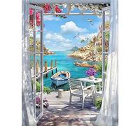 MXJSUA 5D Diamond Painting, DIY Broderie Paysage Bord de mer Paysage de Bateau Diamant Painting Kit Complet, Peinture Diamant Artisanat Strass Point de Croix Painting pour Adultes, 30x40cm