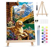 MXJSUA Cabane Chien Peinture Numero Enfant Adulte avec Cadre, Numéro d'art avec Pinceaux, Loisirs Créatifs Adultes, Activité Manuelle Adulte, 20x30cm