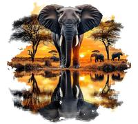 MXJSUA Éléphant d’Afrique Peinture Diamant Adulte, 5D Diamond Painting Complet, Diamant Strass Point de Croix Cristal Painting, Murale Décoration, 30x30 cm