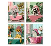 MXJSUA Éléphant Requin Animaux Lot De 4 Kits De Peinture Par Numéros Avec Cadre Pour Adultes, Éléphant Requin Animaux Peintures À L’Huile Acryliques Pour Décoration Maison 20x25cm