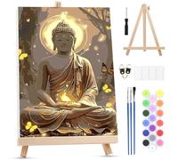 MXJSUA Peinture Numero Enfant Adulte avec Cadre, Bouddha Numéro d'art avec Pinceaux, Loisirs Créatifs Adultes, Activité Manuelle Adulte, 20x30cm
