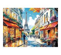 MXJSUA Rues de Paris Peinture Diamant Adulte, 5D Diamond Painting Complet, Diamant Strass Point de Croix Cristal Painting, Murale Décoration, 30x40 cm