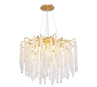 MXLDZHLW Lustres En Modernes,Pour Salle À Manger,Éclairage de de Branches D'Arbre D'Or,Lumière de Luxe Ronde de Haut Plafond de Lumièrespendues Pour Chambre À Coucher Salon-Dia 60Cm