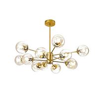 MXLDZHLW Lustres,Industrie Moderne,Plafonniers Ménagers, 16 Lumières Avec Globe Glass Shade Led Light Pour Salle À Manger Salon Cuisine Home,Or/Doré/12 Lumières