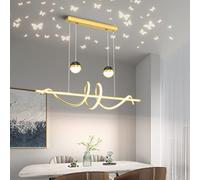 MXLDZHLW Lustres, Lumièrendentive Moderne Led Avec Télécommande Table À Manger Réglable En Hauteur Pour L'Île de Cuisine Acrylpour Repas Salon Or Finish L100Cm/Or/L120Cm