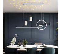MXLDZHLW Lustres, Lumièrendentive Moderne Led Avec Télécommande Table À Manger Réglable En Hauteur Pour L'Île de Cuisine Acrylpour Repas Salon Or Finish L100Cm/Blanc/L100Cm