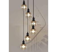 MXLDZHLW Lustres, Spirale Lumièrespendues Modernes Avec 10 Boules de Verre Pour Lumière de Style Rétro Pour Duplex Stairwell E27 Ampoules À Led Incluses/6 Boules