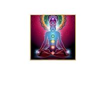 MXmama Art Mural peintures sur Toile Art Affiches Posters Statue de Bouddha Indien méditation 7 Chakra Mandala Yoga décor-50x50cm sans Cadre