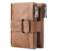 MXMZSRTH Portefeuille Homme RFID Anti-vol Brosse Zip Fermoir Portefeuille Multi Carte Portefeuille en Cuir Porte-Monnaie Portefeuille for Hommes Cela Fait Également Un Bon Cadeau(Marron)