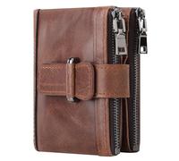 MXMZSRTH Portefeuille Homme RFID Anti-vol Brosse Zip Fermoir Portefeuille Multi Carte Portefeuille en Cuir Porte-Monnaie Portefeuille for Hommes Cela Fait Également Un Bon Cadeau(Coffee)